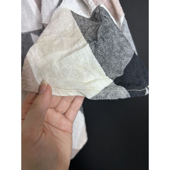 Women's Multi-Color Plaid 3/4 Length Sleeve Farmhouse Flowy Peplum Shirt - Picture 10 of 11